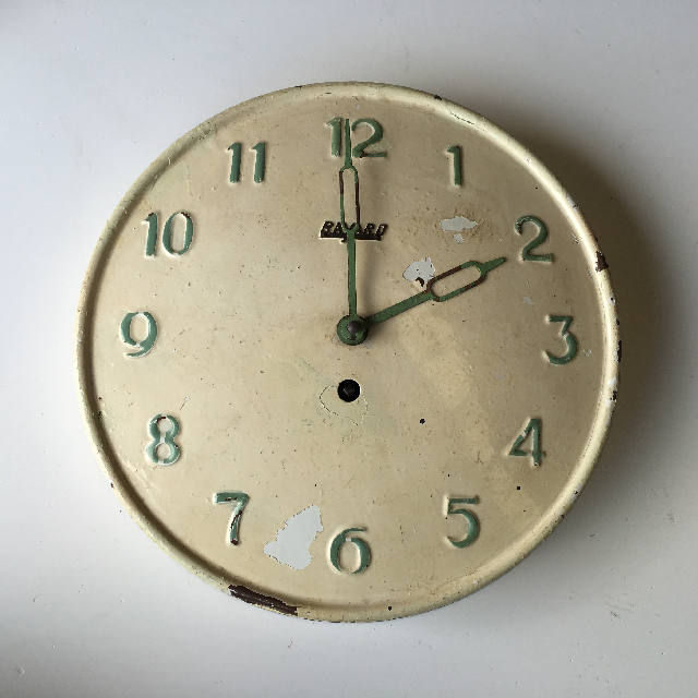 CLOCK, Wall Mount - 1940s Cream Enamel ( BAYARD )